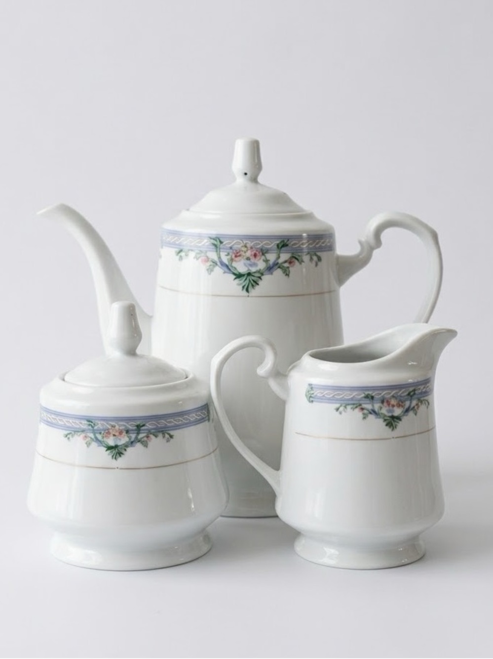 Vintage The Cellar Claudette Ceramic Teapot Sugar and Creamer 3-Piece Set 1995
